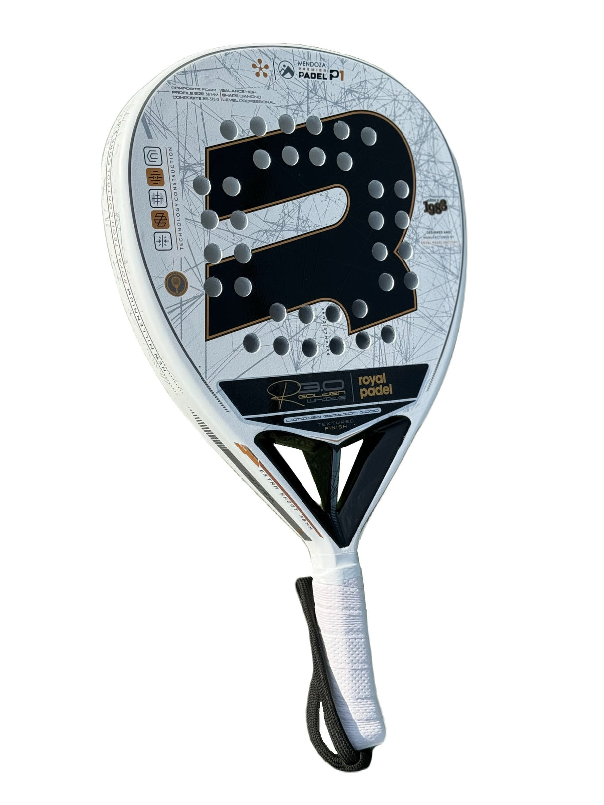 Royal Padel R30 GOLDEN WHITE PREMIER MENDOZA Padelracket